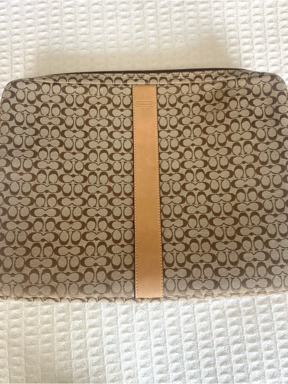 Coach Monogram Canvas Laptop Sleeve in Brown and Tan